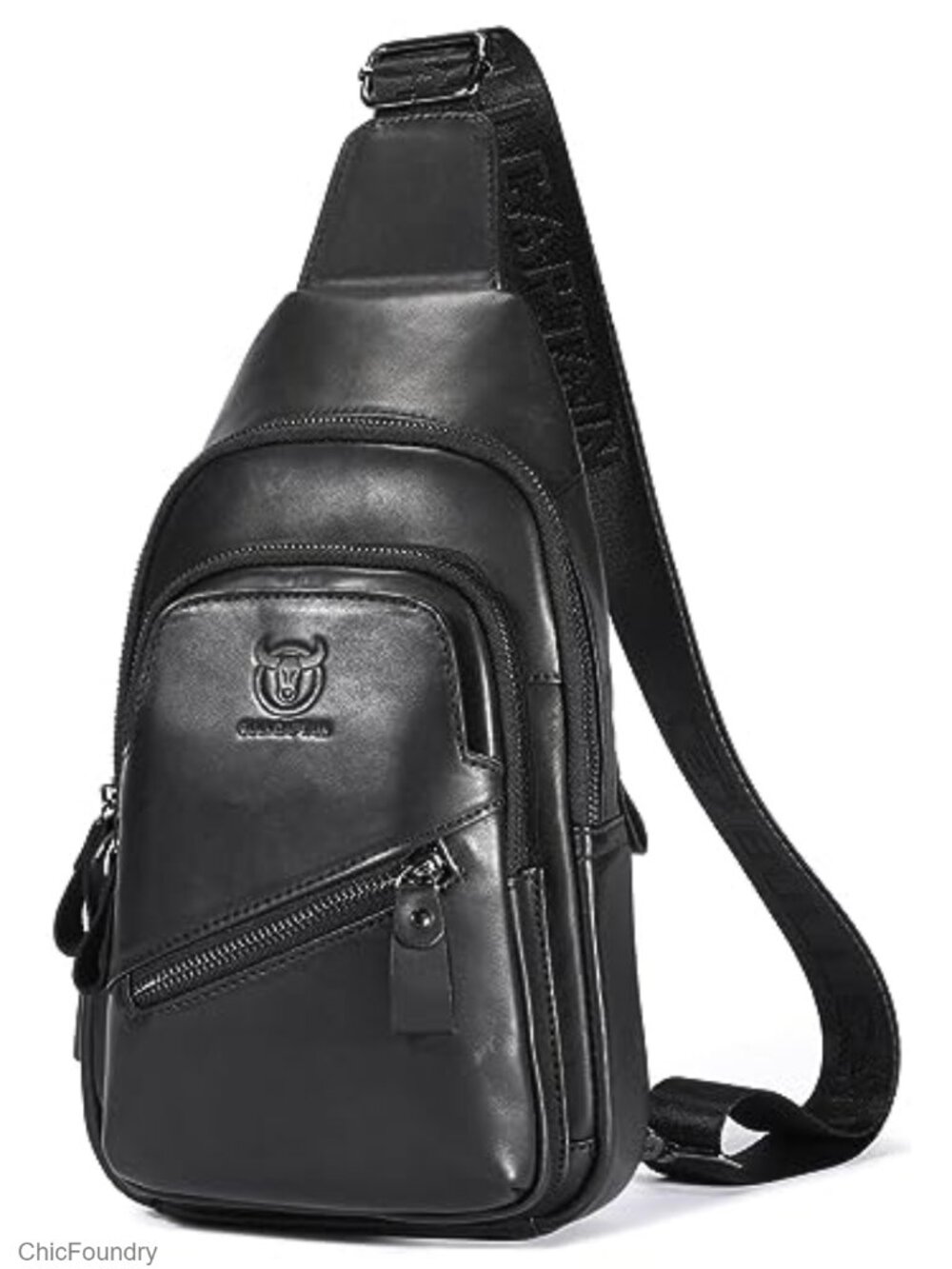 Genuine Leather Sling Bag Crossbody Backpack USB Charging Port Outdoor Travel